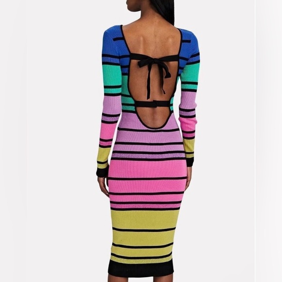 💫HP‼️💫 NWT LE SUPERBE Chakra Knit Ribbed Midi Dress in Stripes, Size Medium - Picture 3 of 9